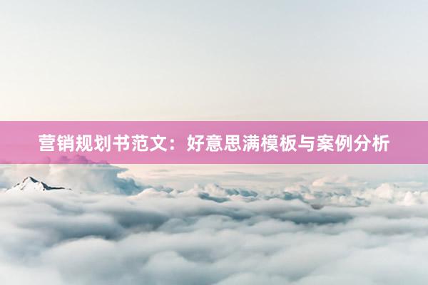 营销规划书范文：好意思满模板与案例分析