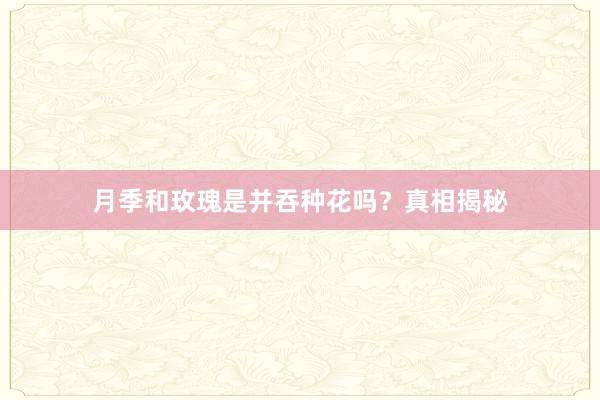 月季和玫瑰是并吞种花吗？真相揭秘